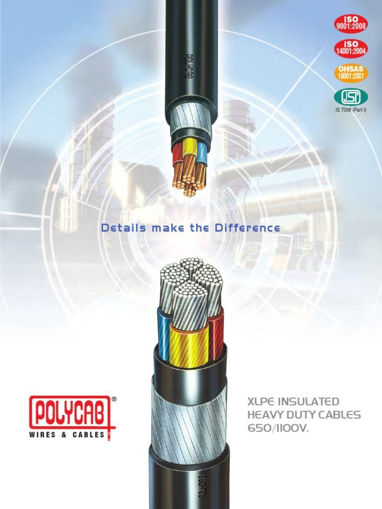 Picture of Polycab 185 mm 3 Core HT XLPE insulated Aluminium cable 11 KV (UE) - SISMV11U3X1852424