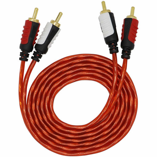 Picture of 2 RCA Male to 2 RCA Male Plug, Pure Copper Stereo Audio AUX Cable Cord, Digital Analogue, Double-Shielded for Amplifiers, Hi-Fi, Professional Mixe