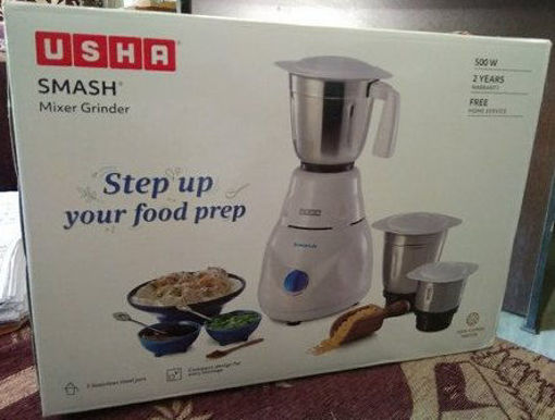 Picture of Usha Smash Mixer Grinder (MG-2853) 500-Watt 3 Jars (White)