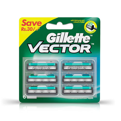 Picture of Gillette Vector Plus Manual Shaving Razor Blades (Cartridge) - (6N) Pack
