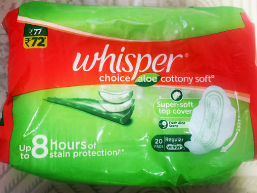 Picture of Whisper Choice Aloe Cottony Soft Regular With Wings, Size - XL (20 PADS)