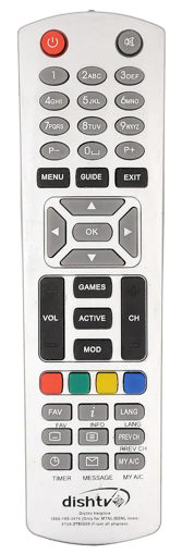 Picture of Dish Tv ORIGINAL which comes with Setop box Dish Tv Setop Box Remote Controller  (Silver) With battery