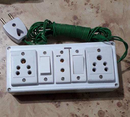 Picture of 3+2 Extension Board 3 Socket or 2 Switch and 10 Fit Cords (PVC Body)