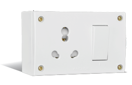 Picture of Anchor S.S. Combine With Juction Box Socket With Safety Shutter (Four Fixing Holes) 20A or 10A (39593) WHITE