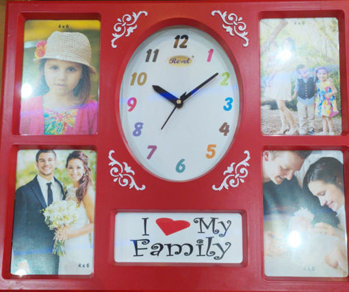 Picture of Revel Gift article 4 Photo Frame with Clock Pink Color