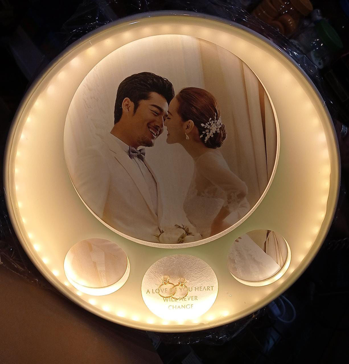 lighting photo frame round shape-