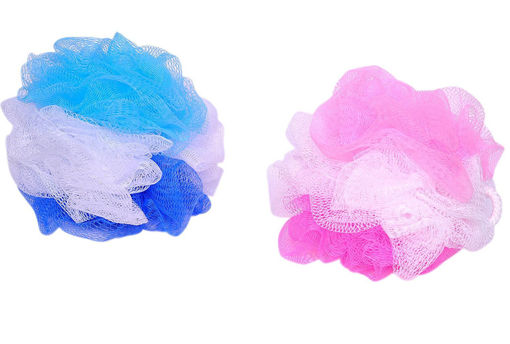 Picture of Big Bath Tri Layer Loofah (50 Grams Each)/ Sponges/Scrubber/Puff/Luffa/Flannel (Pink & Blue Colors)
