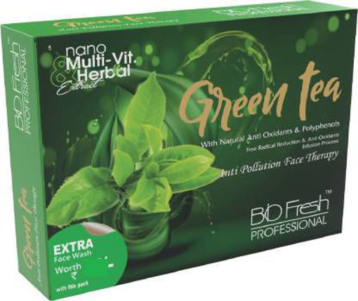 Picture of BIO FRESH PROFESSIONAL GREEN TEA ANTI POLLUTION FACE THERAPY FACIAL KIT COMBO PACK FREE FACE WASH