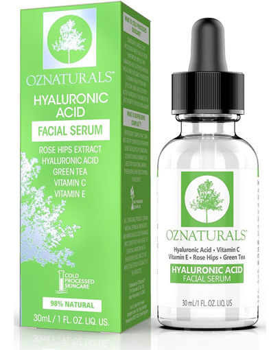 Picture of OZNaturals Hyaluronic Acid Serum For Face - Anti Aging Anti Wrinkle Serum Hyaluronic Acid With Vitamin C. Best Natural Skin Care to Plump, Hydrate + Diminish Lines + Wrinkles 1 fl. Oz