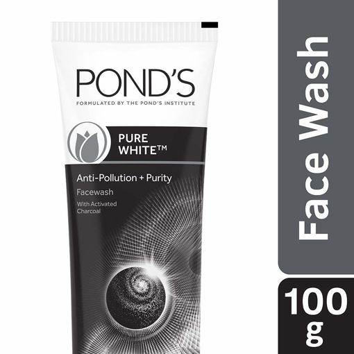 Picture of ponds pure white anti pollution + purity face wash with activated charcoal Face Wash(100g)