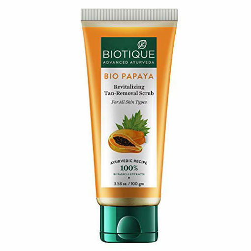 Picture of biotique bio papaya revitalizing tan removal scrub All Skin Type, 100g