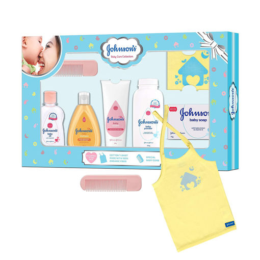 Picture of Johnson's Baby Care Collection Baby Gift Set with Organic Cotton Baby T-Shirt (7 Pieces)