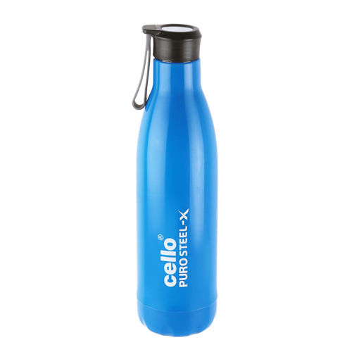 Picture of Cello Puro Steel-X Rover 900 Inner Steel Outer Plastic with PU Insulation Water Bottle, 900ml, blue