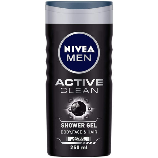 Picture of NIVEA Men Body Wash, Active Clean with Active Charcoal, Shower Gel for Body, Face & Hair, 250 ml