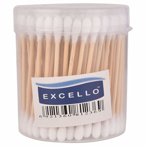 Picture of EXCELLO Wooden Stick Ear Buds cotton +Plastic Cotton swab Cotton buds