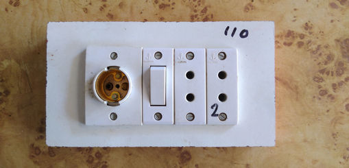 Picture of Wood fitting board holder anchor switch and 2 pin socket