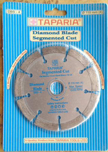 Picture of TAPARIYA Diamond Blade Segmented cut 110mm 4" inch, for Marble kota sand Stone Brick sharp fart and long cutting