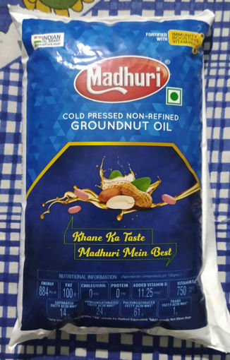 Picture of MADHURI Non refined Cold Pressed Moongphali / Groundnut / Peanut Oil (1L) Pouch